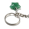 Reiki Natural Green Aventurine Moon & Star Pendant Keychains KEYC-P015-02P-03-3
