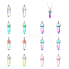 SUPERFINDINGS 14Pcs 7 Colors Faceted Bullet Glass Pointed Pendants GLAA-FH0001-52-1