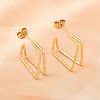 304 Stainless Steel Two-layer Square Stud Earrings EJEW-D339-02G-2