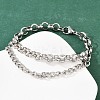 201 Stainless Steel Link Rolo Chain Bracelets for Women BJEW-B143-18P-2