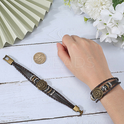 Leather Wide Cord Multi-Strand Bracelets BJEW-WH20009-04-1