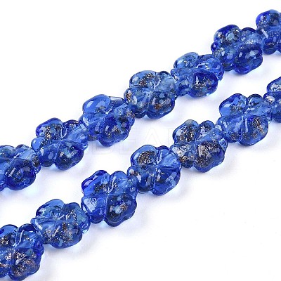 Luminous Handmade Gold Foil Glass Beads Strands FOIL-N029-01H-1