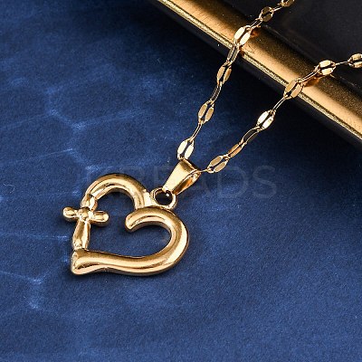 201 Stainless Steel Pendant Necklace for Women NJEW-F335-02G-02-1