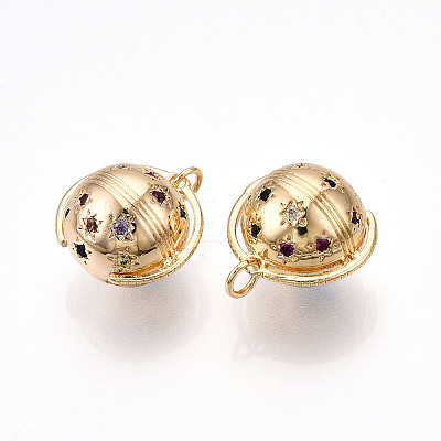 Brass Micro Pave Cubic Zirconia Pendants ZIRC-T016-15-1