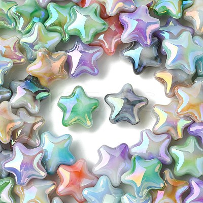 70Pcs UV Plating Rainbow Iridescent Acrylic Beads PACR-CJ0001-30-1