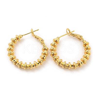Rack Plating Brass Disc Beaded Hoop Earrings EJEW-K263-25G-1