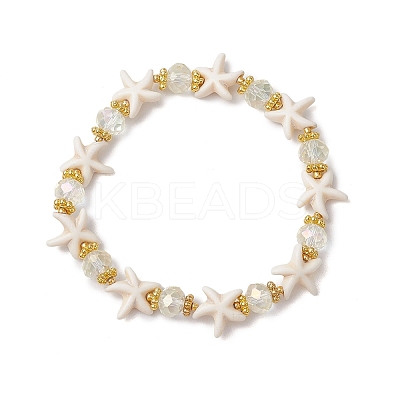 Synthetic Turquoise Beads Stretch Bracelets for Women BJEW-JB11574-03-1