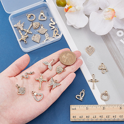 24Pcs 12 Styles Alloy Crystal Rhinestone Pendants FIND-WR0012-69-1