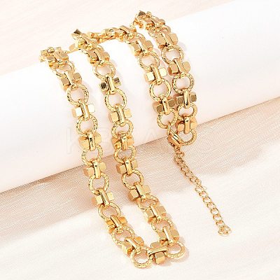8MM 304 Stainless Steel Twisted Ring Link Chain Necklaces NJEW-Z105-04G-04-1