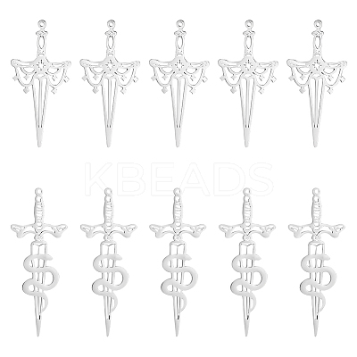 12Pcs 2 Style 201 Stainless Steel Pendant STAS-UN0041-60-1