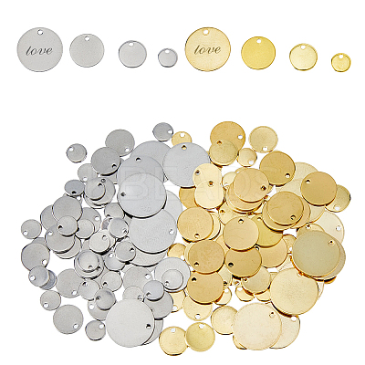 160Pcs 8 Styles 201 Stainless Steel Stamping Blank Tag Pendants STAS-DC0015-49-1