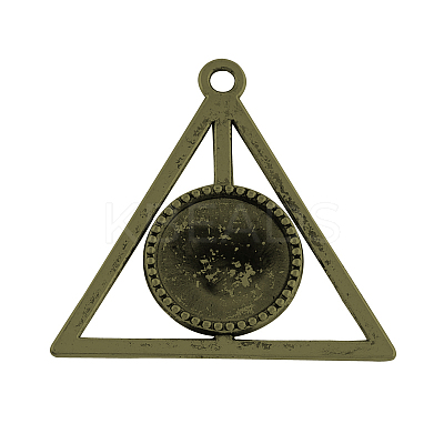 Tibetan Style Alloy Triangle Deathly Hallows Pendant Cabochon Settings TIBEP-322-AB-FF-1