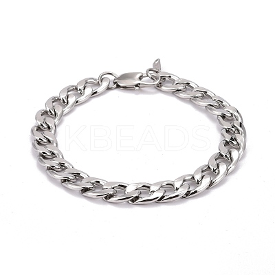 Tarnish Resistant 304 Stainless Steel Curb Chains Bracelets BJEW-JB06273-02-1