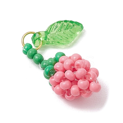 Glass Seed Beaded Rose Pendants PALLOY-MZ00627-05-1