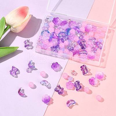 126Pcs 8 Styles Electroplate Transparent Glass Bead GLAA-FS0002-50-1