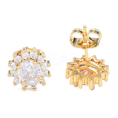 Cubic Zirconia Flower Stud Earrings EJEW-N011-60E-1