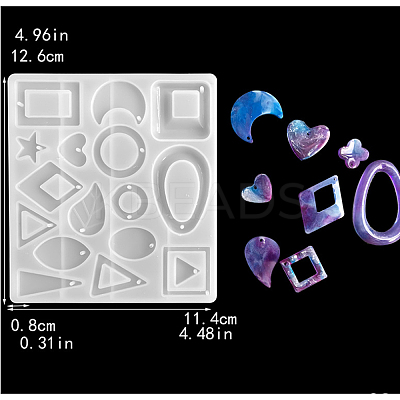 DIY Geometrical Shape Pendant Silicone Molds DIY-YW0008-06-1