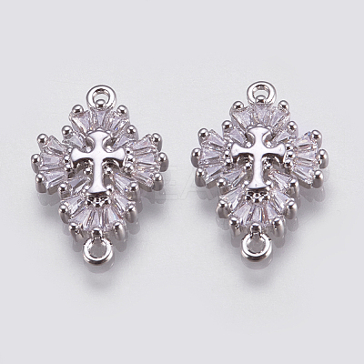 Brass Micro Pave Cubic Zirconia Links ZIRC-E144-12P-1
