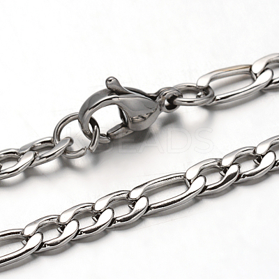 Non-Tarnish 304 Stainless Steel Figaro Chain Necklaces NJEW-I065-36-1