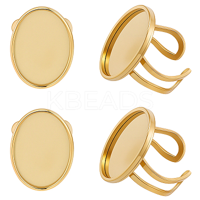 8Pcs 304 Stainless Steel Ring Components STAS-BBC0009-15-1