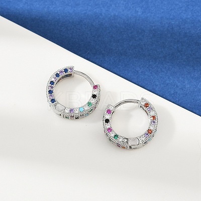 Brass Micro Pave Colorful Cubic Zirconia Hoop Earrings EJEW-S277-09P-B-1