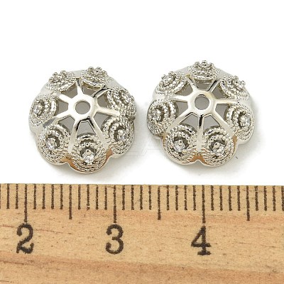 Rack Plating Brass Micro Pave Clear Cubic Zirconia Bead Caps KK-K386-14P-1