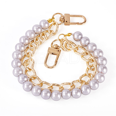 ABS Plastic Imitation Pearl and Aluminium Curb Chains Bag Extender Chains HJEW-TAC0074-1