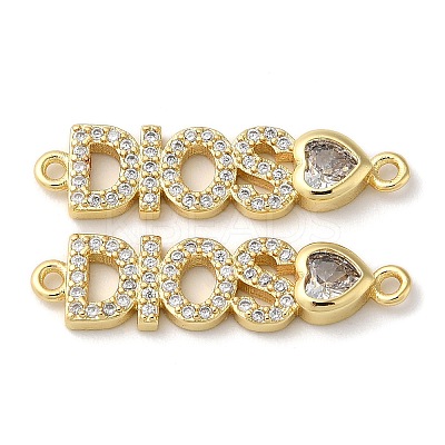 Rack Plating Brass Pave Clear Cubic Zirconia Connector Charms KK-K332-39G-1