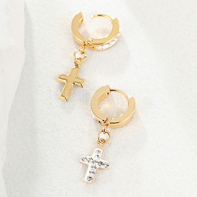 201 Stainless Steel Cross Hoop Earrings XZ9263-1