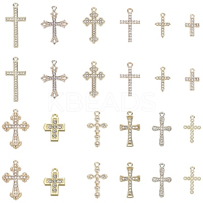 24Pcs 12 Styles Alloy Crystal Rhinestone Pendants FIND-SC0010-80-1