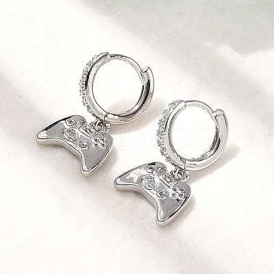 Brass Micro Pave Cubic Zirconia Hoop Earrings EJEW-P322-14P-1