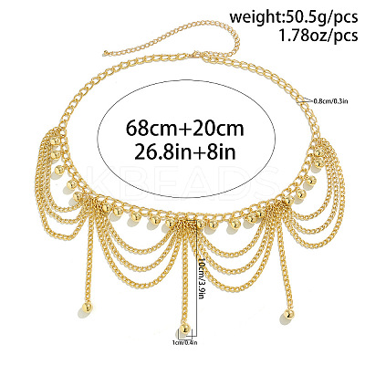 Alloy Twisted Chain Round Tassel Waist Chains for Women WG6FFC1-02-1