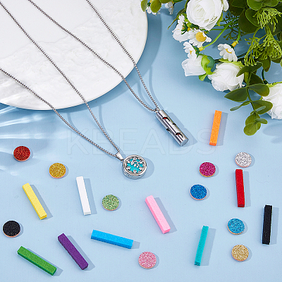 DIY Diffuser Amulet Perfume Locket Pendant Necklaces Making Kits NJEW-HS0001-21-1