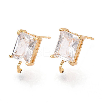Brass with Cubic Zirconia Stud Earring Findings LS-KK-Q789-14G-1