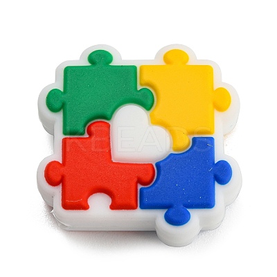 Puzzle Food Grade Eco-Friendly Silicone Focal Beads SIL-H005-01-1