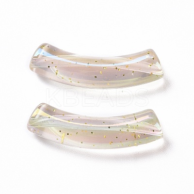 UV Plating Iridescent Transparent Acrylic Beads OACR-A016-02-1