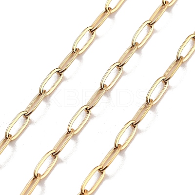 PVD Vacuum Plating 304 Stainless Steel Paperclip Chains CHS-H026-02G-02-1
