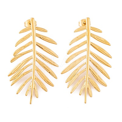 Ion Plating(IP) 304 Stainless Steel Stud Earrings for Women EJEW-L272-034G-06-1
