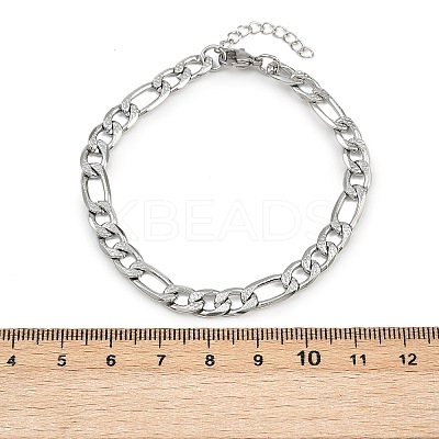 304 Stainless Steel Figaro Chain Bracelets for Women BJEW-G757-15P-1