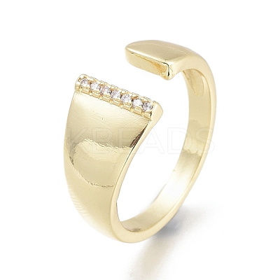 Brass Micro Pave Clear Cubic Zirconia Cuff Rings X-RJEW-F103-13I-G-1