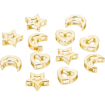 12Pcs 3 Style Brass Slide Charms KK-BC0008-72-1
