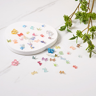 1 Box 195Pcs 21 Colors 3D Butterfly Resin Cabochons MRMJ-PJ0001-04-1
