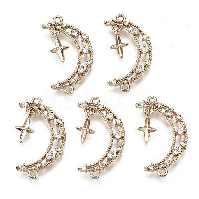 Brass Micro Pave Cubic Zirconia Links Connectors X-KK-R111-044-1