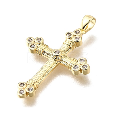Brass Micro Pave Clear Cubic Zirconia Pendants KK-V011-63G-1