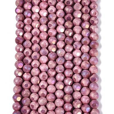 Ombre Effect Dyed Electroplate Opaque Glass Beads Strands EGLA-Q130-01A-15-1