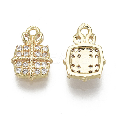 Brass Micro Pave Clear Cubic Zirconia Charms KK-S348-526-NF-1