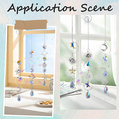 DIY Moon Star Hanging Suncatcher Making Kits DIY-SC0030-72-1