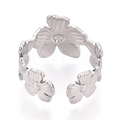 Adjustable 304 Stainless Steel Cuff Rings for Women RJEW-N052-05P-1