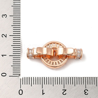 Rack Plating Brass Pave Clear Cubic Zirconia Round Fold Over Clasps KK-Q781-09A-RG-1