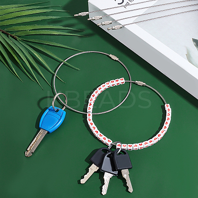 20Pcs 304 Stainless Steel Cable Wire Keychain AJEW-GA0006-85-1